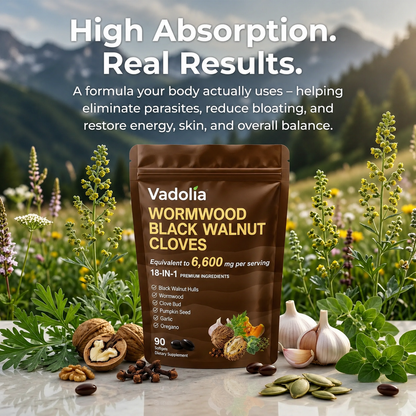 Vadolia Wormwood Black Walnut Cloves – Premium 18-in-1 Herbal Formula