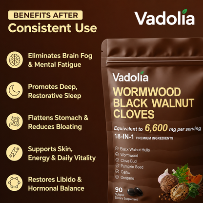 Vadolia Wormwood Black Walnut Cloves – Premium 18-in-1 Herbal Formula