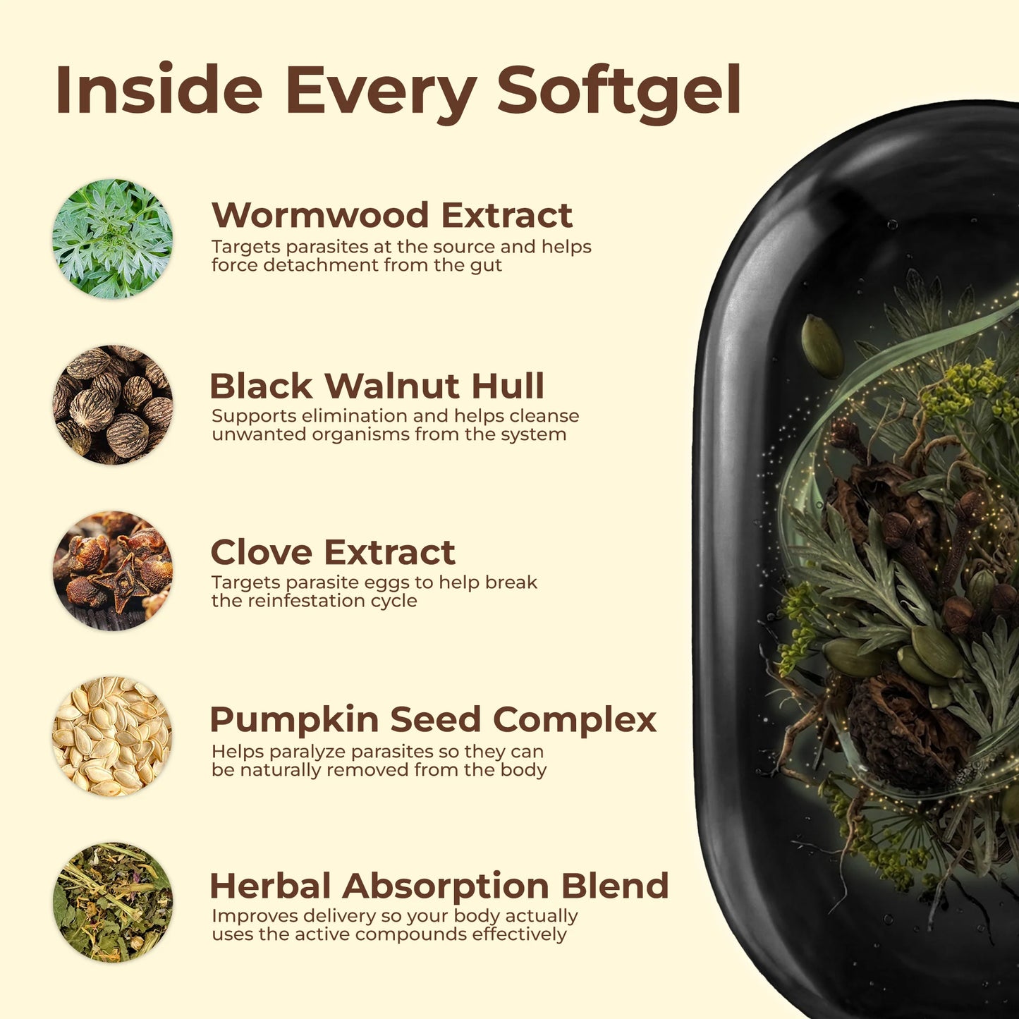 Vadolia Wormwood Black Walnut Cloves – Premium 18-in-1 Herbal Formula